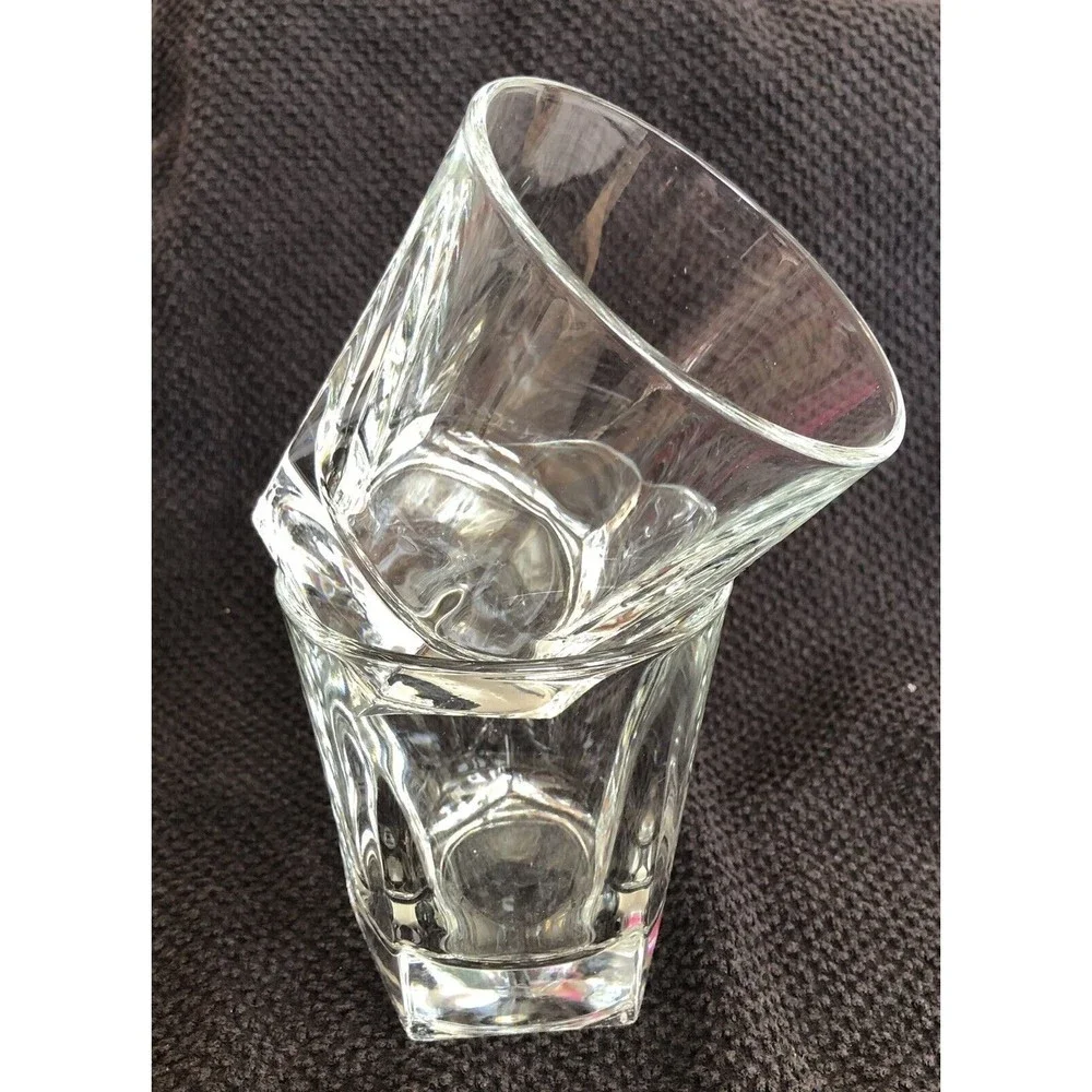 Faceted Bourbon Glass Rocks Glasses 12.5oz set of 2 Heavy‎ Duty Bottoms Drinks